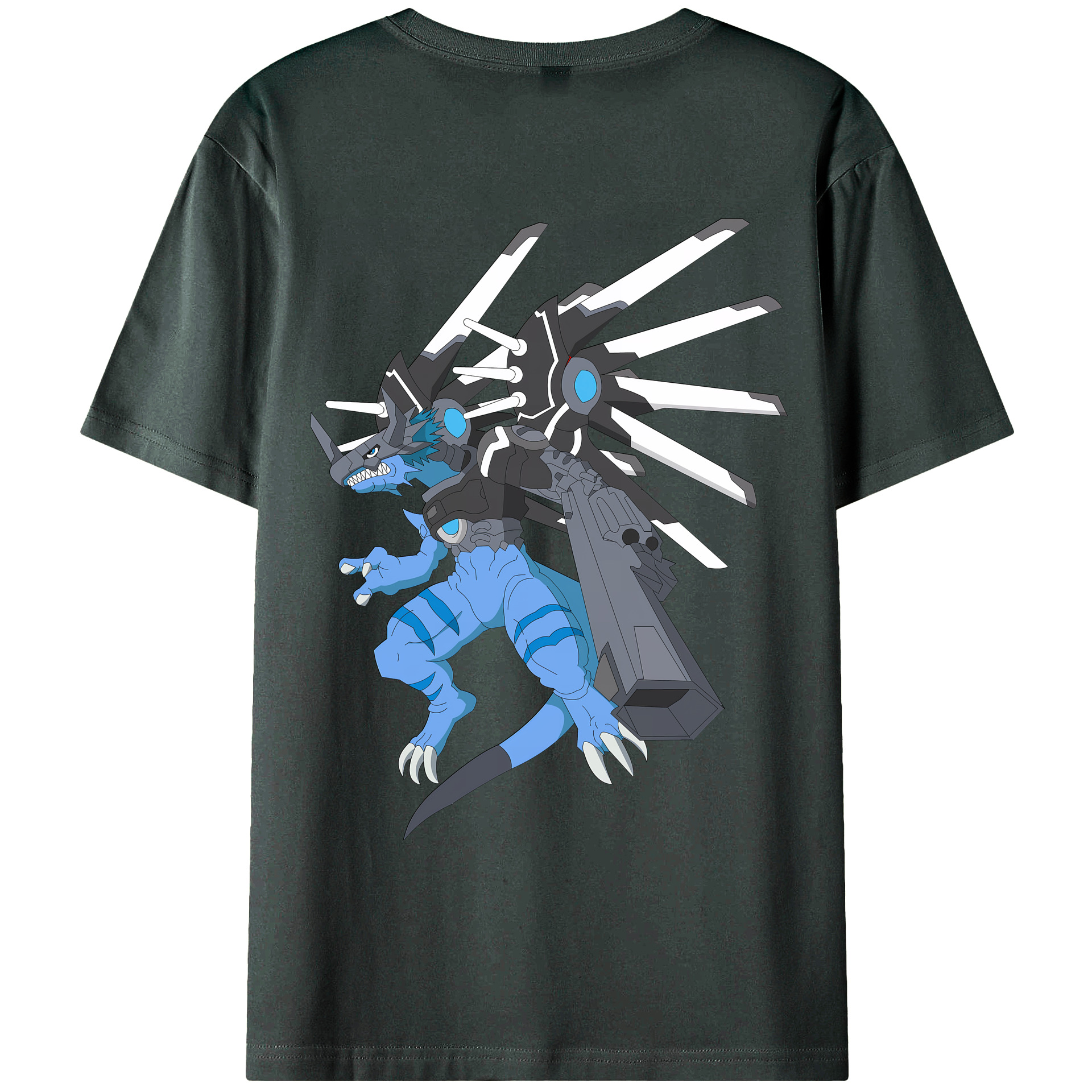 （画像用） Digimon デジタルモンスター/デジモン 綿100％ メンズ半袖Tシャツ（バックプリント） 通気性